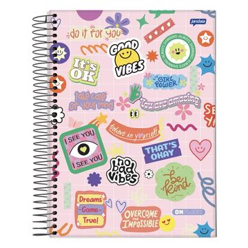 Caderno Universitário Capa Dura Espiral 10 Matérias 200 Fls 200x275 On Fleek - Pacote com 4 Unidades - Jandaia - 68742-55