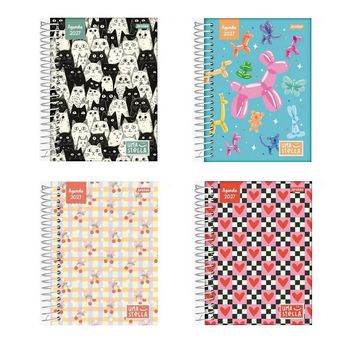 Agenda 2027 Capa Dura Espiral 352 Folhas 117x162mm Stella - Jandaia - Pacote com 4 Unidades - 74723-27