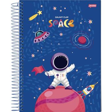 Caderno Universitário Capa Dura Espiral 10 Matérias 160 Fls 200x275 Galaxy Space Club - Pacote com 4 Unidades - Jandaia - 78394-27