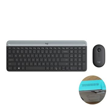 Kit Teclado + Mouse sem Fio Multimídia Logitech MK470 Slim 1000dpi Preto/Cinza - 920-009268 - Novo com Pequena Avaria na Embalagem