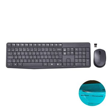 Kit Teclado + Mouse sem Fio Multimídia Logitech MK235 Preto/Cinza - 920-007903 - Novo com Pequena Avaria na Embalagem