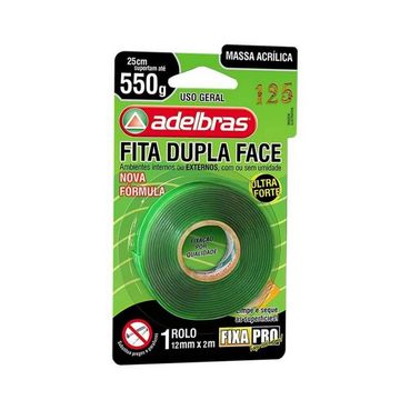 Fita Dupla Face Acrílico 12mm x 2 Metros Unitário Fixa Pro - Adelbras - 8150000030