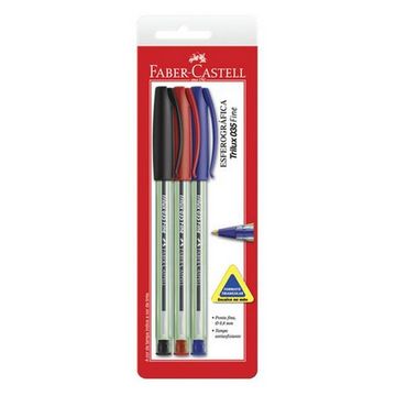 Caneta Esferográfica 0.8mm Trilux 3 Cores - Faber Castell - Blister com 3 Unidades - SM/TRIPF 144109