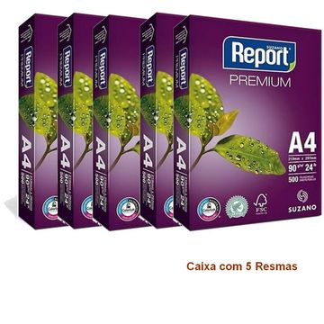 Papel A4 Branco Premium Report Caixa com 5 Resmas com 500 Folhas 210 x 297 90 Gramas - 20059184-SINOP-03