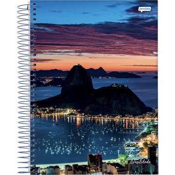 Caderno Universitário Capa Dura Espiral 10 Matérias 200 Fls 200x275 Brasilidade - Pacote com 4 Unidades - Jandaia - 8144-55 / NV