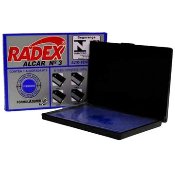 Almofada para Carimbo Radex N.03 Tampa Plástico Azul caixa com 12