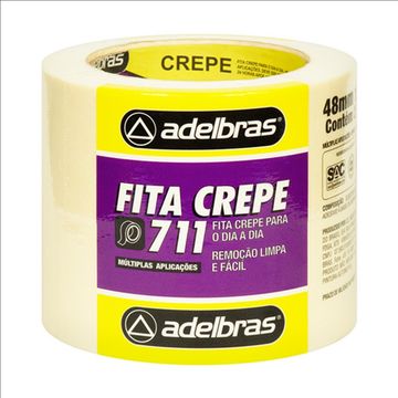 Fita Crepe 24mm x 40 Metros Branco Adelbras - Pacote com 5 Unidades - 1624000005