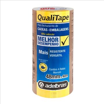 Fita Empacotamento Marrom 48mm x 40 Metros  Adelbras - Pacote com 4 Unidades - 0811000005-SINOP-03