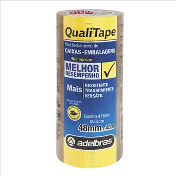 Fita Empacotamento Marrom 48mm x 45 Metros  Adelbras - Pacote com 4 Unidades - 0811000006-SINOP-03
