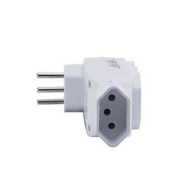 Adaptador Tomada T 4 Tomadas 3 Pinos 10A Branco Force Line - 0180100074