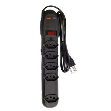 Filtro de Linha Force line com 5 Tomadas + USB A+C 3 Pinos 1,0 Metro 10A Preto - 0060500123