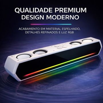 Caixa de Som Hoopson 15,0W RGB Branco Usb Bluetooth  - CX-PC023BLED
