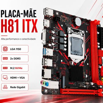 Placa Mãe Hoopson PM-H81- Intel LGA 1150 Memória DDR3 Som Video e Rede - Rede 10-100-1000 - PM-H81