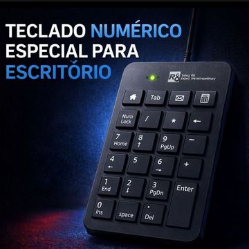 Teclado USB R8 Numérico Preto - 1810