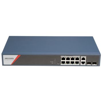Switch PoE Gerenciável Hikvision DS-3E1512HP-SI-8P2T2F 8 Portas PoE 10/100/1000 Mbps + 2 Gigabit + 2 SFP