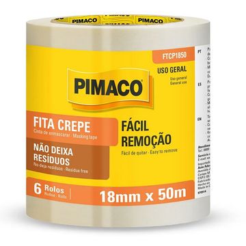 Fita Crepe 18mm x 50 Metros com 06 Unidades - Pimaco - FTCP1850 - 970914