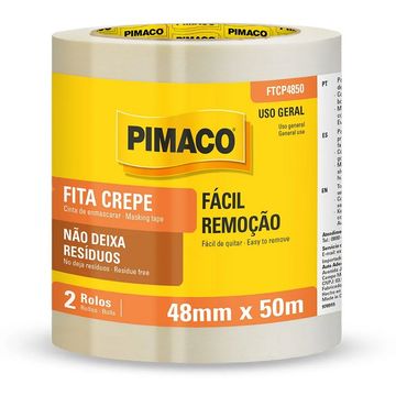 Fita Crepe 48mm x 50 Metros Branco 2 rolos - Pimaco - FTCP4850 - 970915