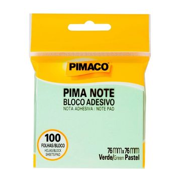 Bloco de Notas Adesivo 76x76mm com 1 Bloco de 100 Folhas Verde - Pimaco - 970824