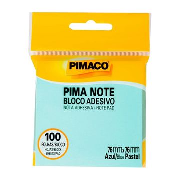 Bloco de Notas Adesivo 76x76mm com 1 Bloco de 100 Folhas Azul - Pimaco - 970822