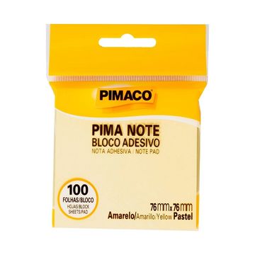Bloco de Notas Adesivo 76x76mm com 1 Bloco de 100 Folhas Amarelo - Pimaco - 970820