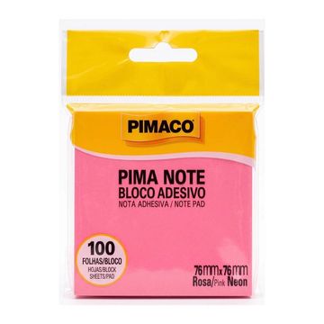 Bloco de Notas Adesivo 76X76mm com 1 Bloco de 100 Folhas Rosa Neon Pimaco 971007