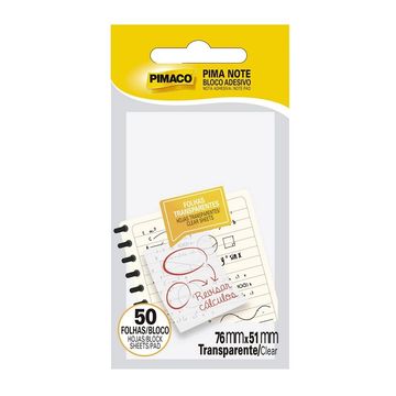 Bloco de Notas Adesivo 76X51mm com 1 Bloco de 50 Folhas Transparente Pimaco 970831