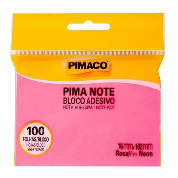 Bloco de Notas Adesivo 76X102mm com 1 Bloco de 100 Folhas Rosa Neon Pimaco 970826