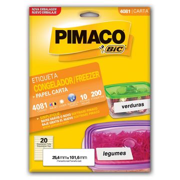 Etiqueta Adesiva Congelador/Freezer Carta 25,4mm x 101,6mm 10 Folhas - Pimaco - 901079