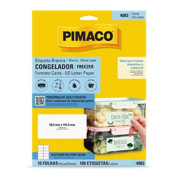 Etiqueta Adesiva Carta Pacote com 10 Folhas 100 Etiquetas Branca - Pimaco - 4085