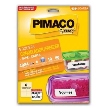 Etiqueta Congelador/Freezer Carta 84,67mm x 101,6mm 10 Folhas - Pimaco - 934739