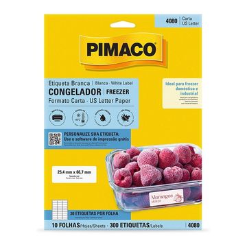 Etiqueta Adesiva Carta Pacote com 10 Folhas 300 Etiquetas Branca - Pimaco - 4080