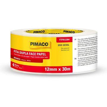 Fita Dupla Face Papel 12mm x 30 Metros com 04 Unidades - Pimaco - FTPA12304 - 970924