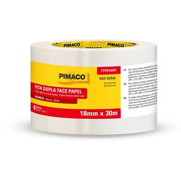 Fita Dupla Face Papel 18mm x 30 Metros com 04 Unidades - Pimaco - FTPA18304 - 970925