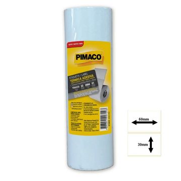 Etiqueta Adesiva Térmica 60 x 30mm 22 Metros Pimaco - Pacote com 4 Unidades - 970805