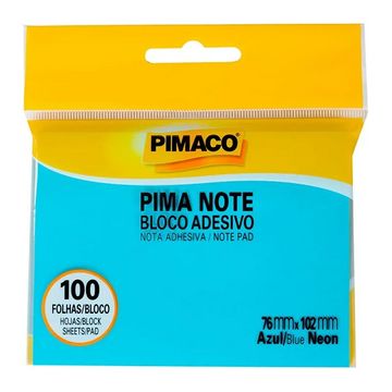 Bloco de Notas Adesivo 76X102mm com 1 Bloco de 100 Folhas Azul Neon Pimaco 970827