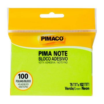 Bloco de Notas Adesivo 76X102mm com 1 Bloco de 100 Folhas Verde Neon Pimaco 970828