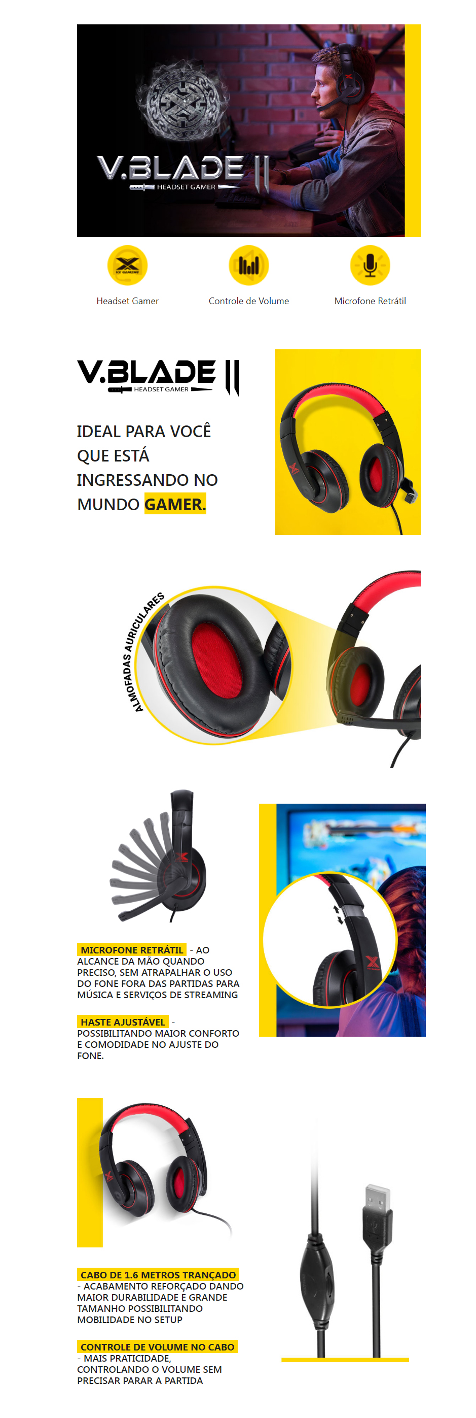 Fone de Ouvido Gamer Headset V.Blade II 